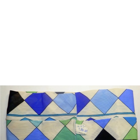 💜 Vintage Emilio Pucci Pile Headband Blue Green White Harlequin Pattern - Picture 6 of 10